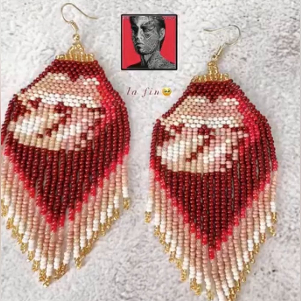 Rolling Stones Beaded Fringe Earrings